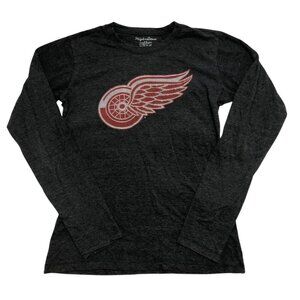 NHL Detroit Red Wings Hockey Long-Sleeve Fitted Cotton Stretch Logo Tee XL